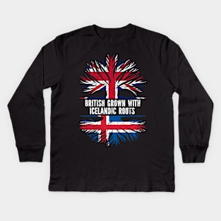 British Grown with Icelandic Roots UK Flag England Britain Union Jack Kids Long Sleeve T-Shirt